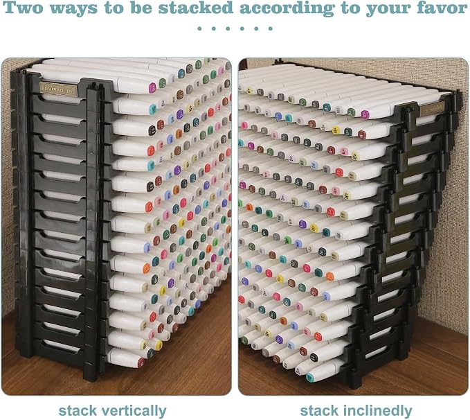 12 Layers Universal Marker Storage Trays, Penholder Display for 180 Pens SN01 Pencil Organizer Holder for Desk (Black-12 layers) - Image 5