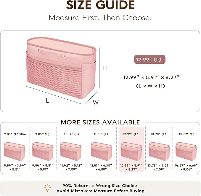 GIVLEFLY Purse Organizer Insert for Tote Bag, 12.99 Inch Satin Bag Organizer, Multi Pocket Handbag Organizer for Everyday Totes - Image 4