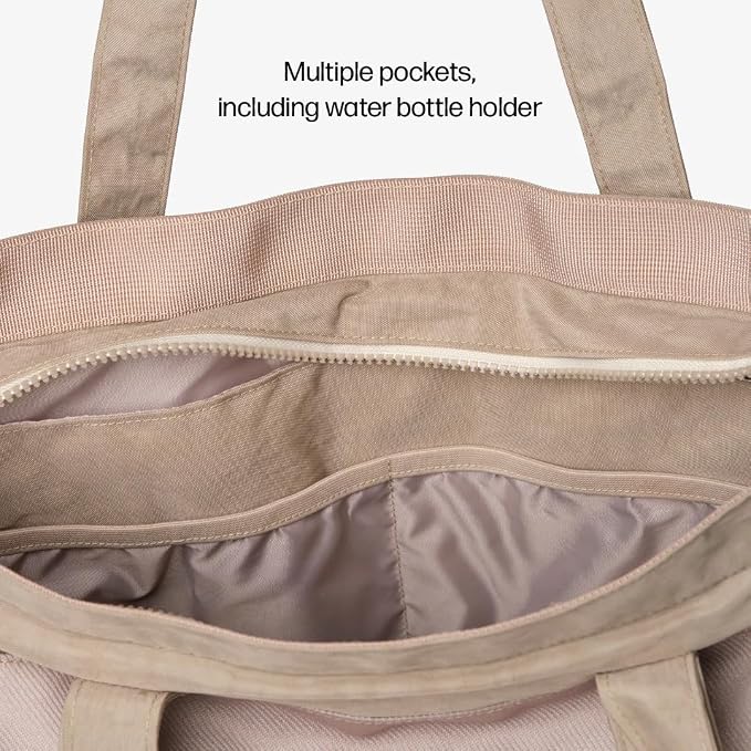 Thread Wallets Utility Tote – Large Travel Tote with Multi-Pocket Design, Laptop Compartment & Work Bag for Women (Sand) - Image 5