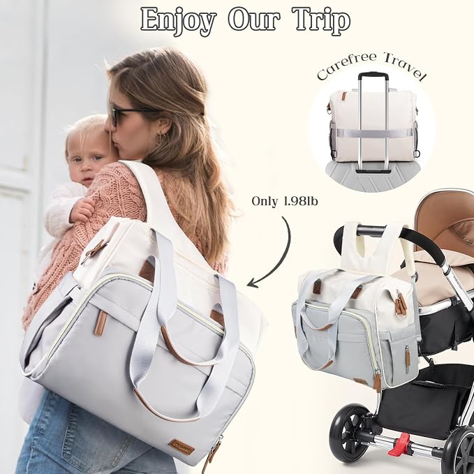 Diaper Bag Backpack Mommy Bag Large Capacity Diaper Backpack Travel Essential Baby Diaper Bag for Mom and Dad, Black (Blue & Creamy-White) - Image 6