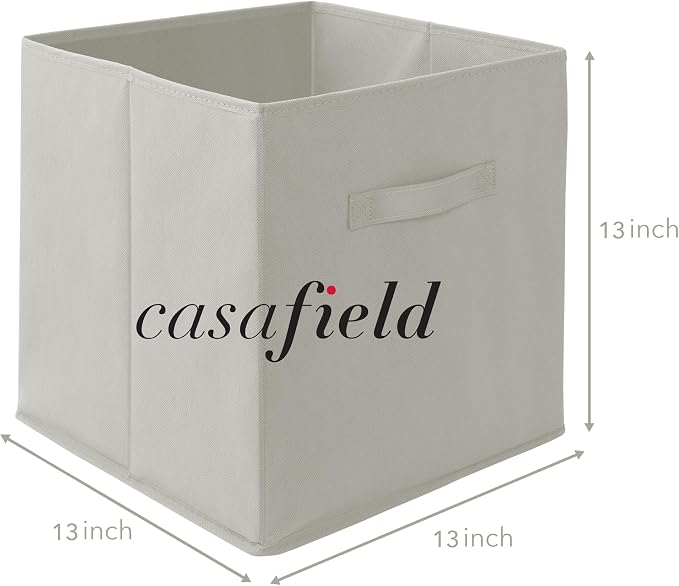 Casafield Set of 12 Collapsible Fabric Cube Storage Bins, Light Gray - 13" Foldable Cloth Baskets for Shelves, Cubby Organizers & More - Image 7