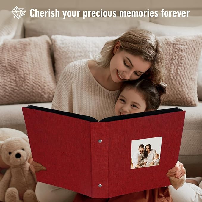 Photo Album 6x4 1000 Pockets Slip in Large Capacity Album for Family Wedding Anniversary Linen Album Book Holds 1000 Horizontal and Vertical 10x15cm Photos(1000 Pockets, Red) - Image 5