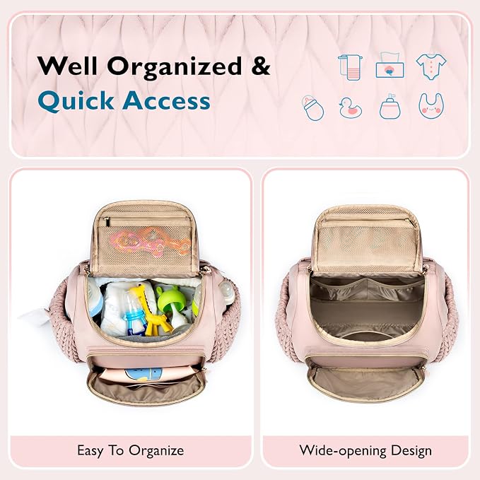 mommore Diaper Bag Backpack, Stylish Mini Travel Bag with Changing Pad | Insulated Pockets & Stroller Straps; small diaper backpack, compact maternity bag for baby essentials, hospital & daily work - Image 4