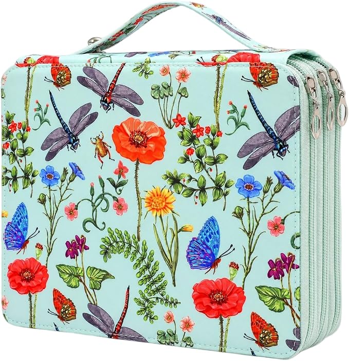 120 Slots Colored Pencil Case Organizer, 3 Layer Bag | Twill Oxford fabric,127 elastic loops,detachable handle,for travel, home storage,drawing tools,creative gifts by Lbxgap