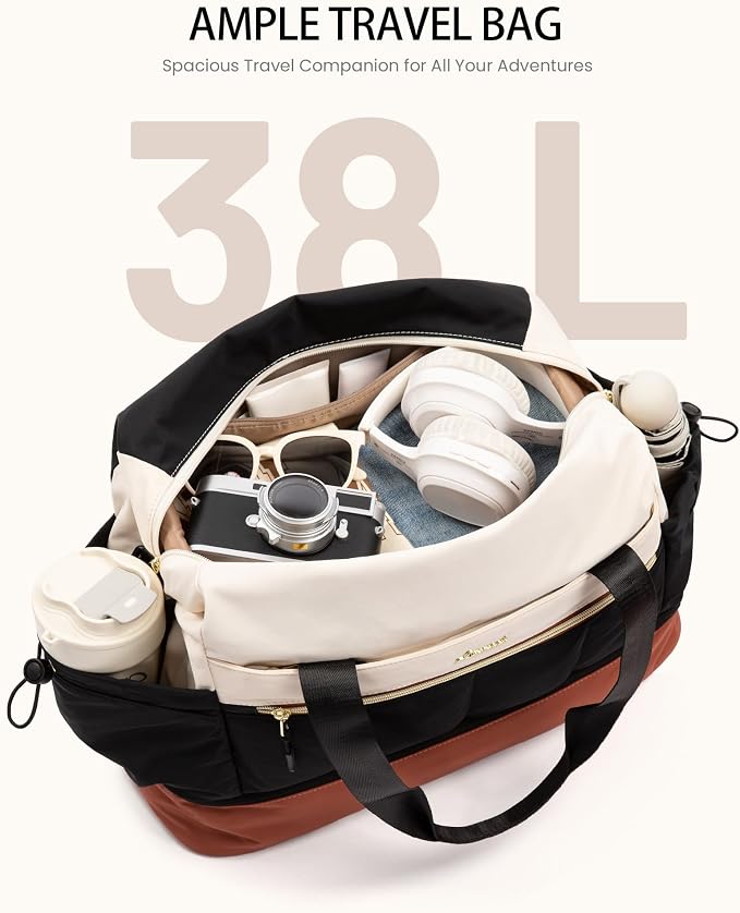 LOVEVOOK Travel Duffel Bag, Weekender Bags for Women, Large Overnight Bags with Shoe Compartment, 38L Carry on Gym Hospital Bag with Wet Pocket, 2 Pcs - Image 3