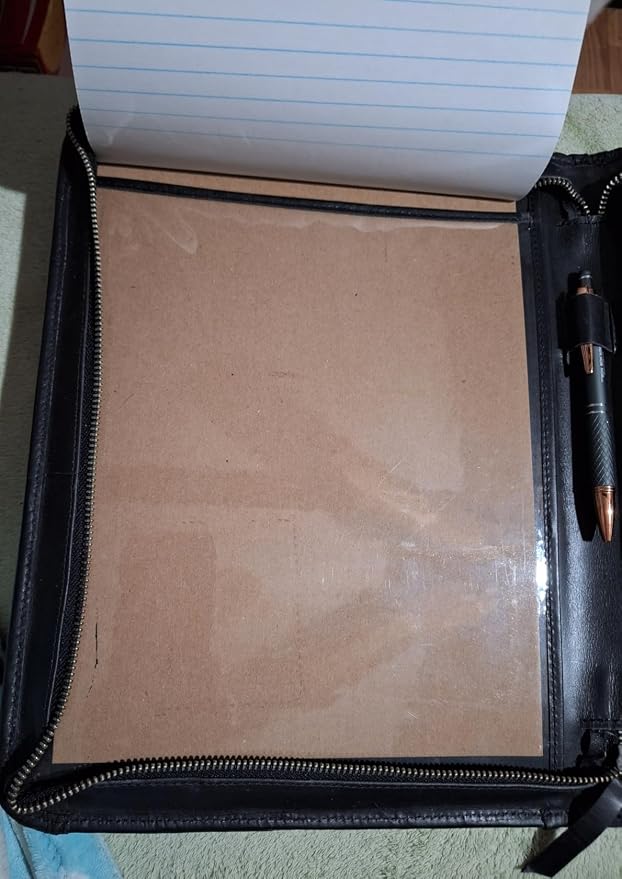 Genuine Leather Portfolio Organizer with Zipper for Men Women, Padfolio Business Resume A4/Pad, Folder Organizer, Legal Pad Holder with Card Slots, Zippered Padfolio for Business Documents, Black - Image 5