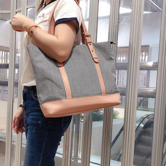 Women's Canvas Shoulder Work Tote Purses Large Top Handle Everyday Bag Diaper Handbag - Image 2