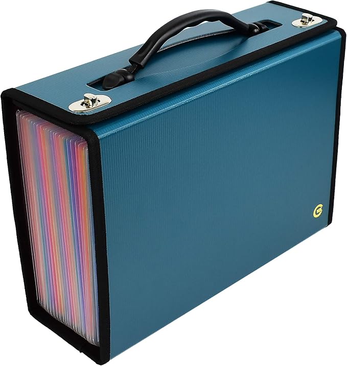 CNK Accordion File Folders with 24 Pockets Organizer for Document Paper Storage Folder Documents Expanding Binder Folio Pocket Receipt Filing Expandable Files Dividers Labels Letter Durable Handle by CNK