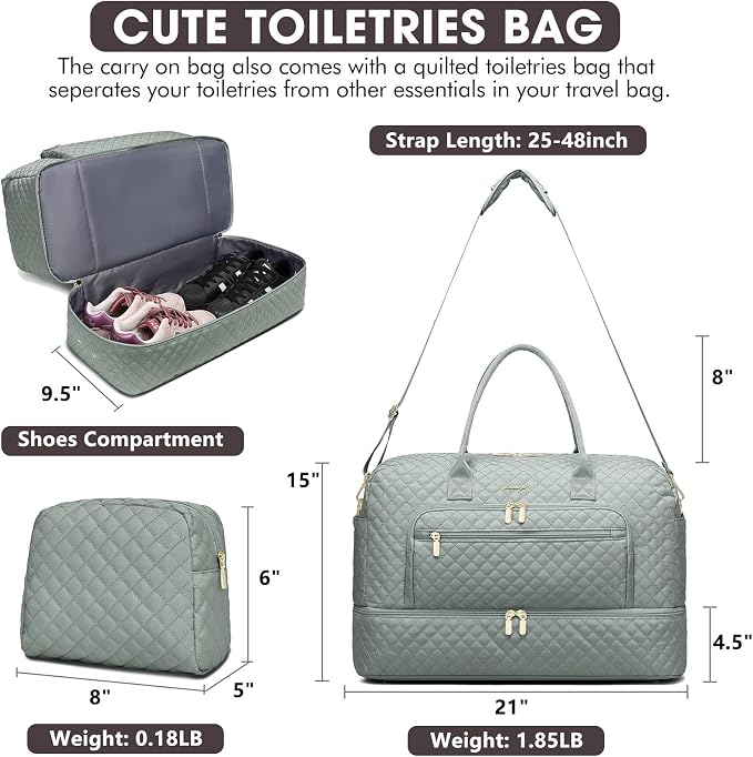 Travel Duffle Bag Weekender for Women - 38L Carry-On Overnight Personal Item Bag with Shoe Compartment & Wet Pocket Weekend Tote Bags with Toiletry Hospital Bags for Labor and Delivery - Image 2