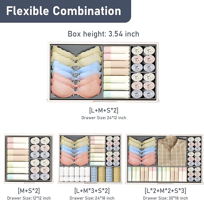 DIMJ Drawer Organizer Clothes- 26 Pack Baby Dresser Organizer for Nursery, Small Fabric Closet Drawer Organizer Bins for Underwears Socks, Foldable Storage Dividers Organization for Bedroom - Image 4