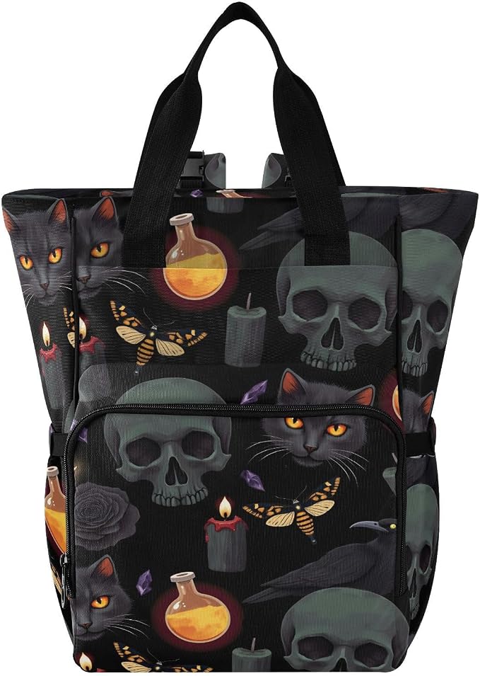 MNSRUU Diaper Bag Grey Skull Diaper Bag Backpack Multifunction Travel Diaper Bag Tote Large Capacity Diaper Changing Backpacks for Moms Dads by MNSRUU