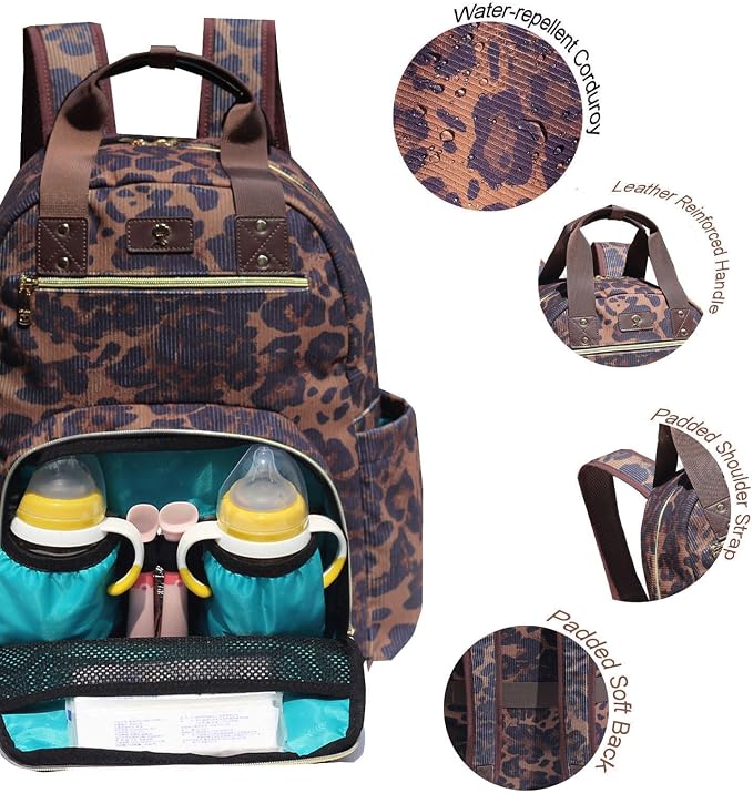 Diaper Bag Backpack Corduroy Multifunction Baby Fashion Travel Pack office Laptop Bag - Image 2