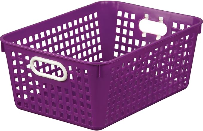 Really Good Stuff Large Plastic Book Baskets, 13.25" by 10" by 5.5"-12-Pack | Purple, Classroom Library Organizer, Storage, Multi-Purpose Organizer Basket - Image 4