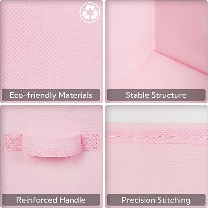 GRANNY SAYS 11 Inch Cube Storage Bins, 6-Pack Storage Cube Organizer, Pink | Collapsible Storage Boxes with Sturdy Handles, Decorative Baskets for Shelves, Closet, Organizing Toys, Clothes - Image 5