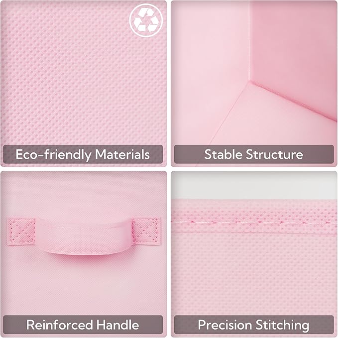 GRANNY SAYS Pink Cube Storage Bins, 11 Inch Storage Cube Organizer, 8-Pack | Collapsible Storage Boxes with Thickened Base Plate, Sturdy Handles, Decorative Baskets for Shelves, Closet - Image 4