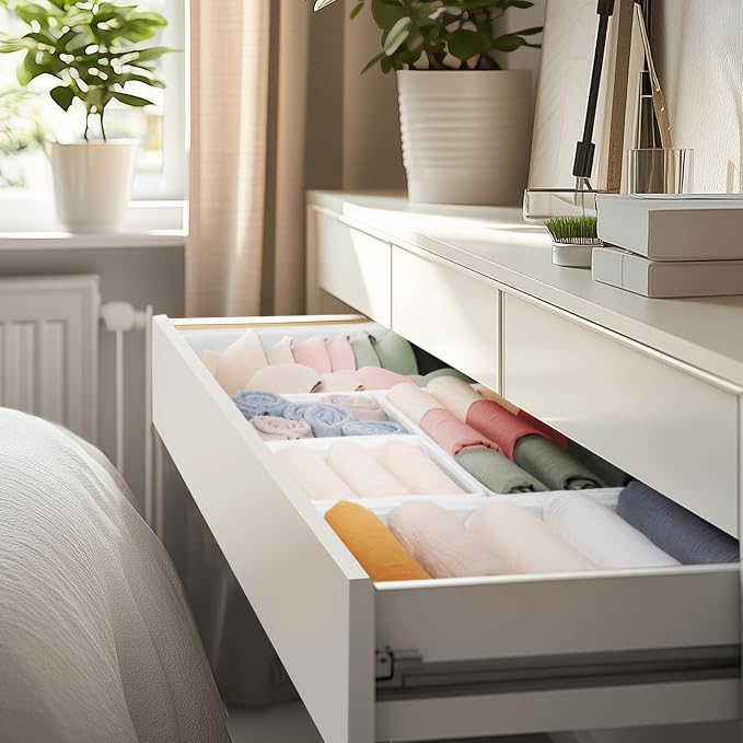 Drawer Organizer Clothes, 10 Pack Dresser Organizer for Baby Clothes, Underwear, Sock- Foldable Closet Organization and Storage Dividers Bins for Nursery, Bedroom (White) - Image 7