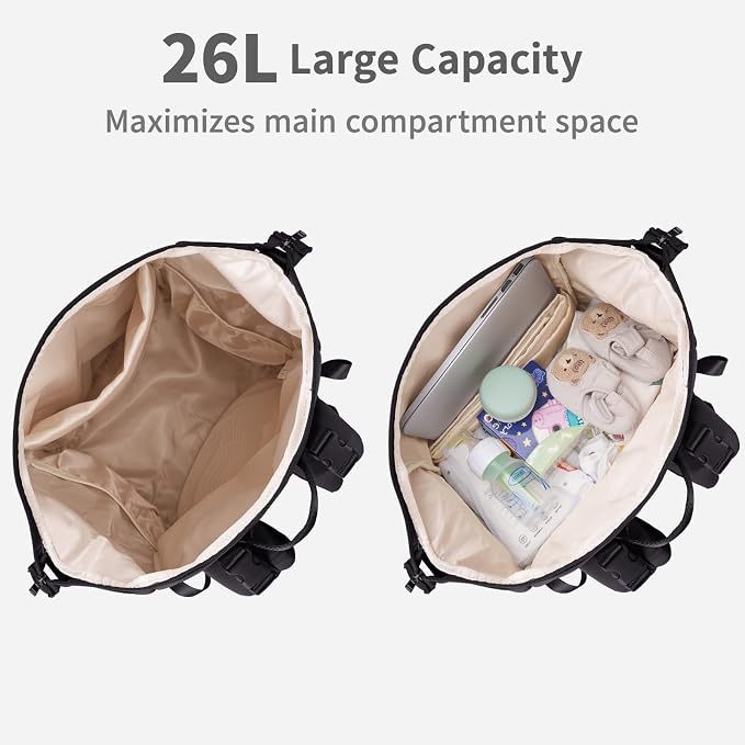 CEI-CEI Neoprene Diaper Bag Backpack Large Newborn Baby Maternity Bags Waterproof Travel Tote for Mom Dad with Insulated Pockets,Changing Pad - Image 5