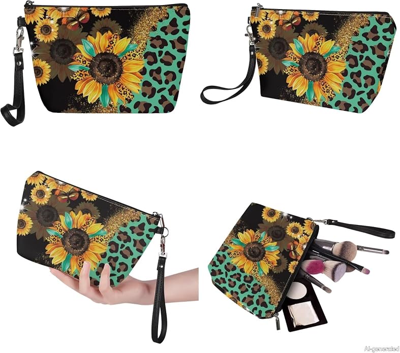 GIFTPUZZ Women Top Handle Bags Handbags with Zipper Leather Wallet Cash Card Phone Holder and Makeup Bag Set 3pcs - Image 6