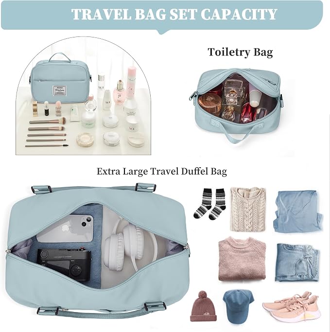 Weekender Bags for Women, Carry-On Overnight Travel Duffel Bag | Travel Bag with Shoes Compartment & Toiletry Bag, Extra Large - Image 2