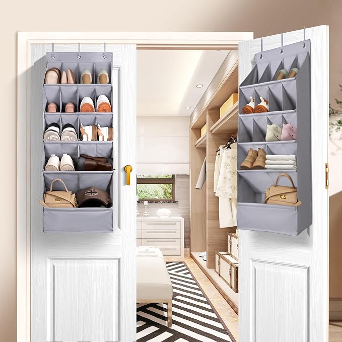 FENTEC 1 Pack Over-the-Door-Shoe-Organizers, Hanging Organizer Large Pocket | Shoe Holder Hanging Shoe Rack for Closet Shoe Organizer for Wall, Over Door Organizer with 15 Pockets for Boot, Sneaker, Gray - Image 9
