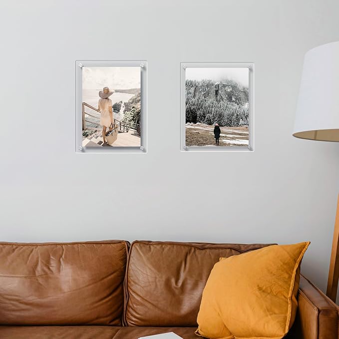 AITEE 8.5x11 Acrylic Picture Frames 4 Pack, Clear Floating Wall Frames | Modern Frameless picture Frames Lucite Transparent Square Cubes Hanging Photo Frame Gift for Home Office Display - Image 4