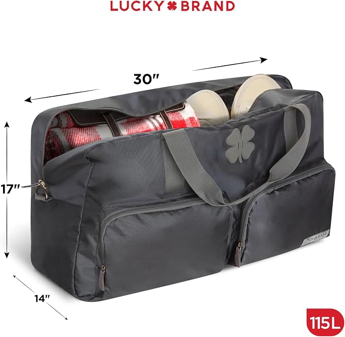 Lucky Brand Large Duffle Bag for Travel, Foldable Weekender Duffel bag | Travel Overnight Duffel bag, Adjustable Shoulder Strap, Front Zip Pockets, Spacious Capacity, Unisex Lightweight Travel Bag - Image 2