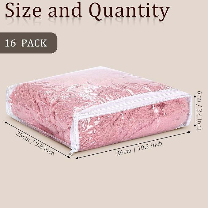 Kingdder 16 Pcs Clear Zippered Storage Bags Plastic Sweater Bag with Zipper | 10 x 10 x 2.5 Inch Vinyl Sheet Organizer and Storage for Clothing Blankets Sheet Linen Bed Pillow Cube Organizer - Image 2