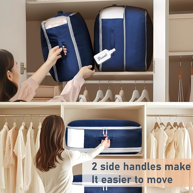 DIMJ Comforter Storage Bag 6 Pack - Blanket Storage Organizer Compression Bags, Large Capacity Ultra Space Saving Self Compression Organize for Bedding, Pillow, Duvet, Sheet Storage with Zipper Window - Image 7