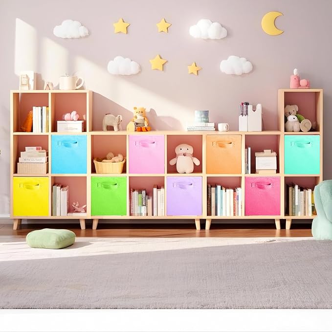 ShellKingdom Storage Bins, Foldable Fabric Storage Cubes, 8 Pack, 8 Colors | Cloth Organizer Drawer For Closet And Toys, 10.5 X 10.5 X 11 INCH, (Mix Colors) - Image 4
