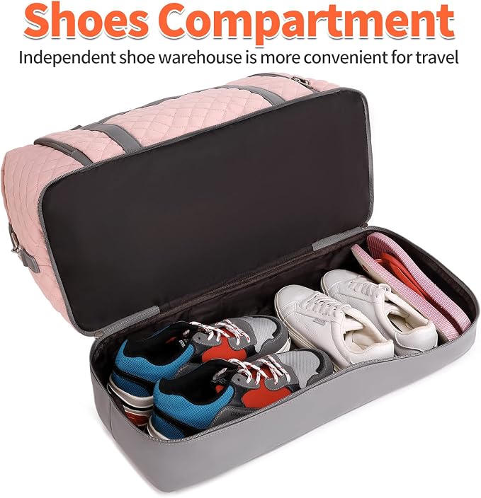 Weekender Bag, Large Travel Duffel Bag for Women, Carry on Overnight Bag with Shoe Compartment and Toiletry Bags - Image 7