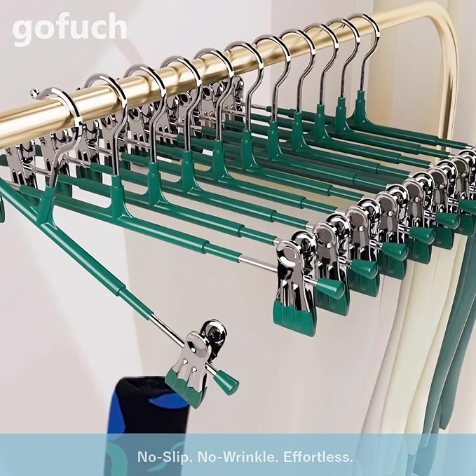 Pants Hangers with Clips - 20 Pack Gray 12 Inch | Heavy Duty, Non-Slip Adjustable Space Saving Skirt Hangers for Pants, Jeans, Shorts - Image 6