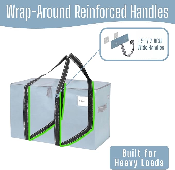 VENO 10 Pack Heavy Duty Moving Bags, Extra Large Storage Bags with Reinforced Handles & Strong Zippers, Foldable & Reusable Moving Box Alternative for Clothes & Dorm Storage - Image 2