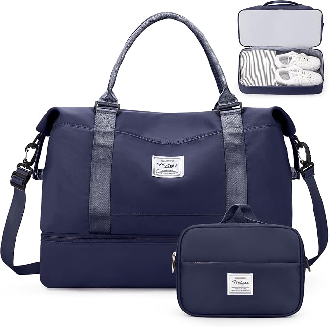 Weekender Bags for Women, Personal Item Travel Bag with Shoes Compartment | Overnight Travel Duffel Bag with Toiletry Bag, Airplane Friendly Carry-On Bag by SYCNB