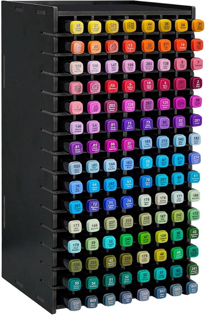Art Marker Storage Rack for 120 Markers Black | Watercolour Brushes Pens Color Pencils Organizer Holder for Desk by SANFURNEY