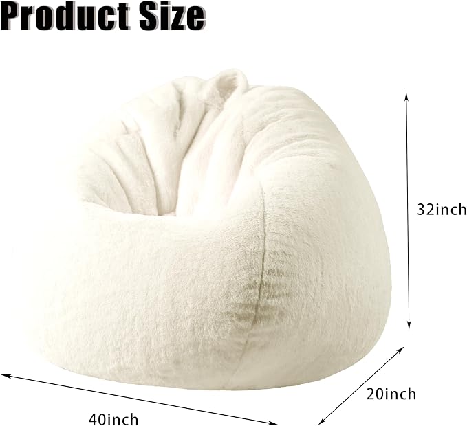 Faux Fur Comfy Bean Bag Chair Cover (No Filler)Stuffed Animal Storage Beige | Bean Bag Covers Large Bean Bag Sofa for Adults, furry fuzzy surface,for living room bedroom holiday gift - Image 4