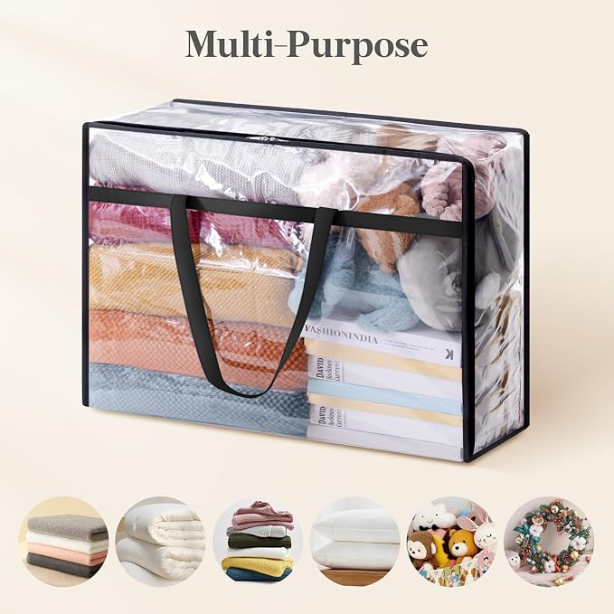 Lifewit 8 Pack Clear Clothes Storage Bags, 75L Plastic Blanket Storage Bag, Vinyl Foldable Moving Bags with Zipper, Closet Organizers and Storage Containers for Bedding, Duvet, Comforter - Image 5
