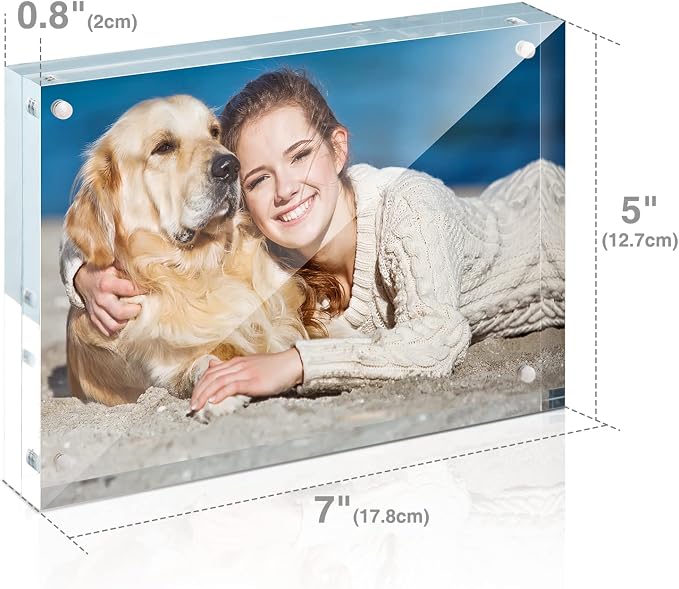 5x7 Acrylic Frame 3 Pack,20MM Thicker Frameless Clear Picture Frames | Freestanding Double Sided Magnetic Picture Frame,Acrylic Picture Frames for Desktop Display with Microfiber Cloth,Gift Ideal - Image 8