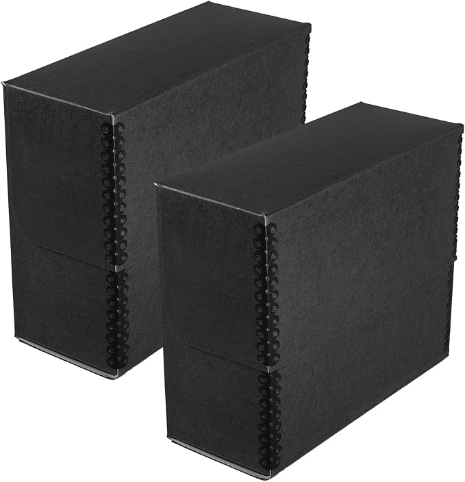 Lineco Archival Document Storage Box, Black, 15.5" x 12.5" x 5 | Jumbo-Sized, Metal Edge, Acid-Free Boxboard Case, Organize Files, Prints, Photos, Pack of 2 by Lineco