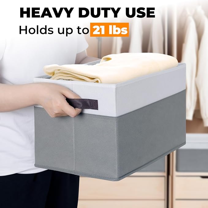 8 Pack Closet Storage Bins with Lids - Stackable Storage Baskets for Organizing Clothes Toys Blankets - Odorless for Baby Nursery Organization and Storage Boxes Totes for Bedroom Dorm Room - Image 4