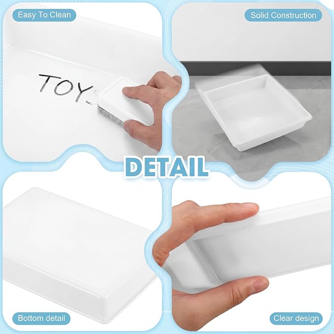 Maitys 15 Pcs Activity Plastic Art Trays 14.57 x 10.63 x 1.77 Inch Large Crafts Organizer Serving Storage Tray for Kids School Classroom DIY Project Painting Home Organizing Supply(White) - Image 2