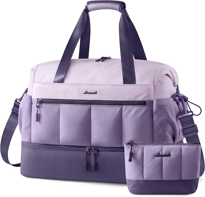 LOVEVOOK Travel Duffel Bag, Weekender Bags for Women, Large Overnight Bags with Shoe Compartment, 38L Carry on Gym Hospital Bag with Wet Pocket, 2 Pcs by LOVEVOOK