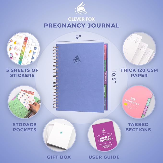 Clever Fox Pregnancy Journal, Expecting First Time Mom Planner Lavender | Organized pregnancy & baby diary with weekly countdown calendars & checklists, maternity memory book, ivf 9 x 10.5 in - Image 6