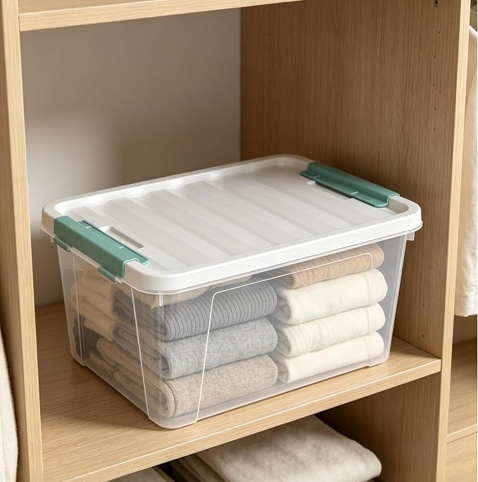 Gainhope 6 Pack 35 L Clear Plastic Storage Bin, Latch Storage Box with Lid - Image 4