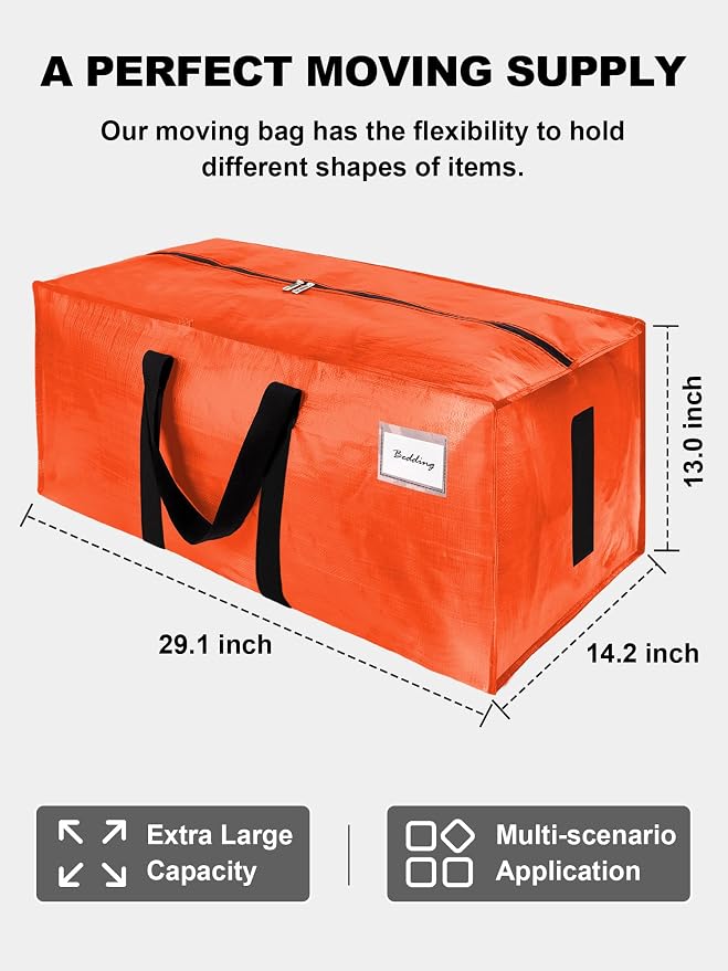 HOMESURE Supports 200lbs Heavy Duty Moving Bags - Strong Zipper & Wrap-Around Handles - Water-Resistant Storage Totes, Durable Alternative to Moving Boxes- 12 Pack -Multi-Color System for Easy Sorting - Image 5
