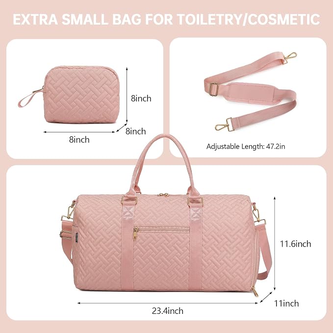 Duffle Bag for Travel, Weekender Bag with Shoe Compartment, Carry On Overnight Bag for Women with Toiletry Bag, Gym Bag with Wet Pocket, Hospital Bags for Labor and Delivery Beige - Image 3