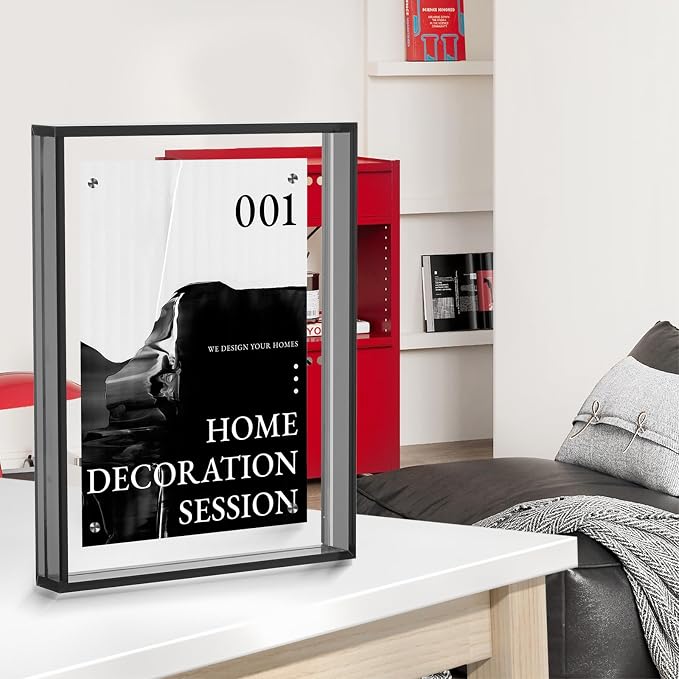5x7 Picture Frame Acrylic Magnetic Wall Mounting/Self Standing Frame | Wall Hanging/Tabletop Display, Fits 5x7/5x5/4x6, Colored Floating Picture Frame, Horizontal and Vertical (Grey, 1 Pack) - Image 7