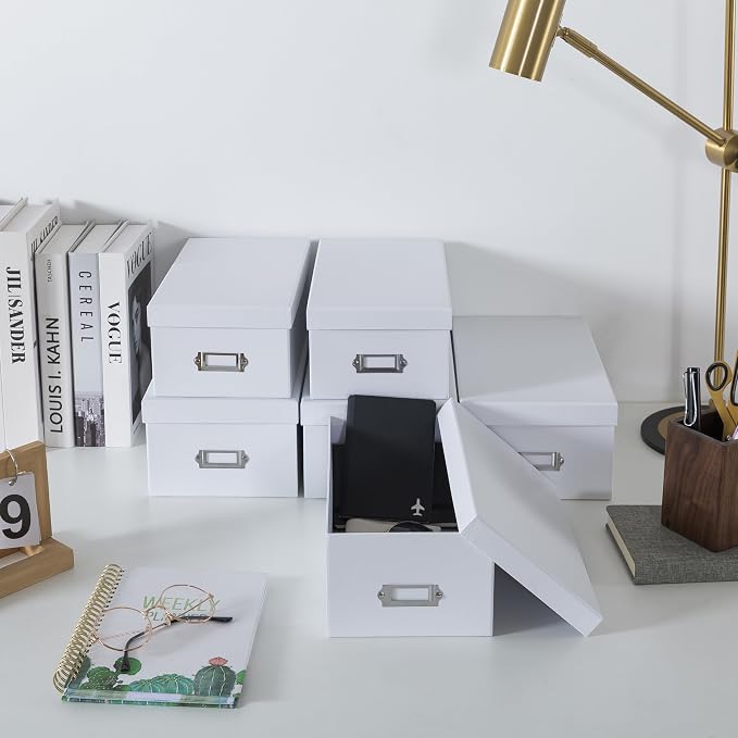 Soul & Lane - White Photo Storage Boxes with Lids, Set of 6 in 2 Sizes | Cardboard Picture Organizers with Label Holders for Crafts and Collectibles, Large Keepsake Memory Containers for Organizing - Image 5