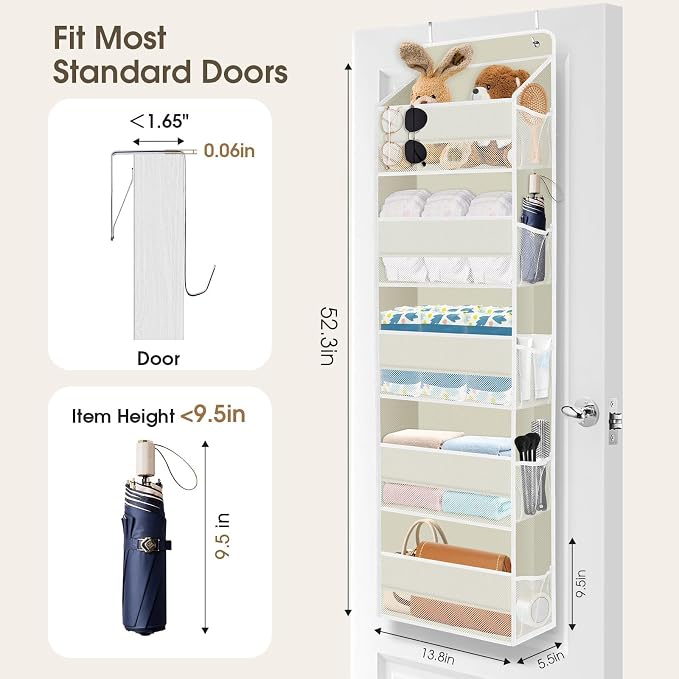 2 Pcs Over The Door Organizer Large Capacity Hanging Storage Room Organizer | 40 lb Capacity, Ultra-Sturdy, Foldable, Mesh Design with Clear Window, Space-Saving Organizer for Pantry, Nursery & Closet - Image 2
