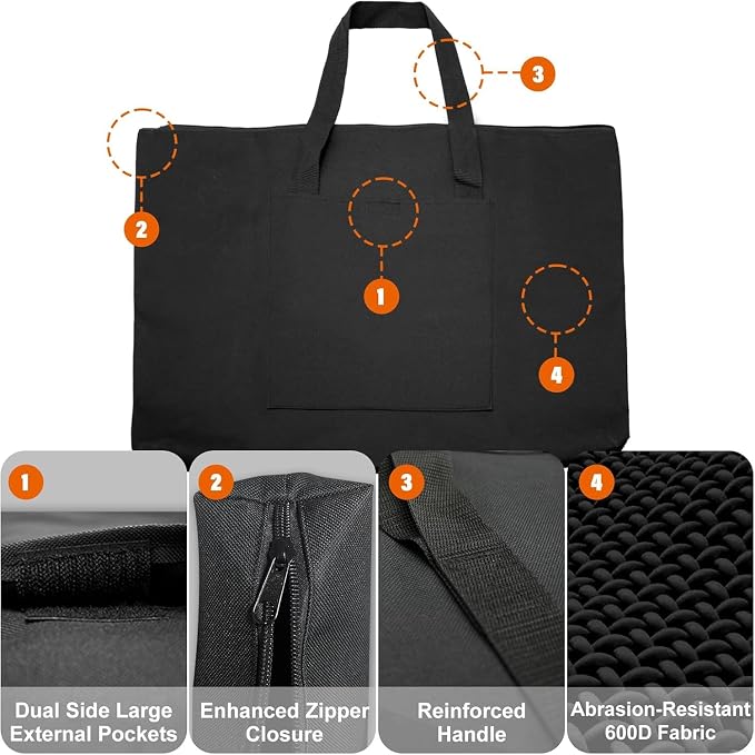 Cupohus Extra Large Waterproof Art Portfolio Tote Bag, 37'' x 49'' for 36'' x 48'' Black Light Weight Carrying Storage Case For Poster, Sketching, and Drawing - Image 2