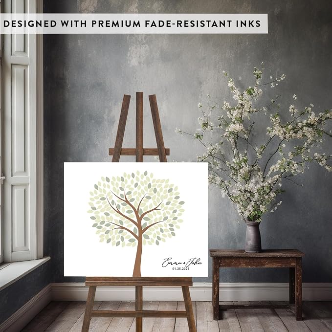 Andaz Press Custom Large Canvas Guest Book Alternative, 16 x 20 Inches, Rustic Woodland Theme with Horizontal Signature Tree - Image 3